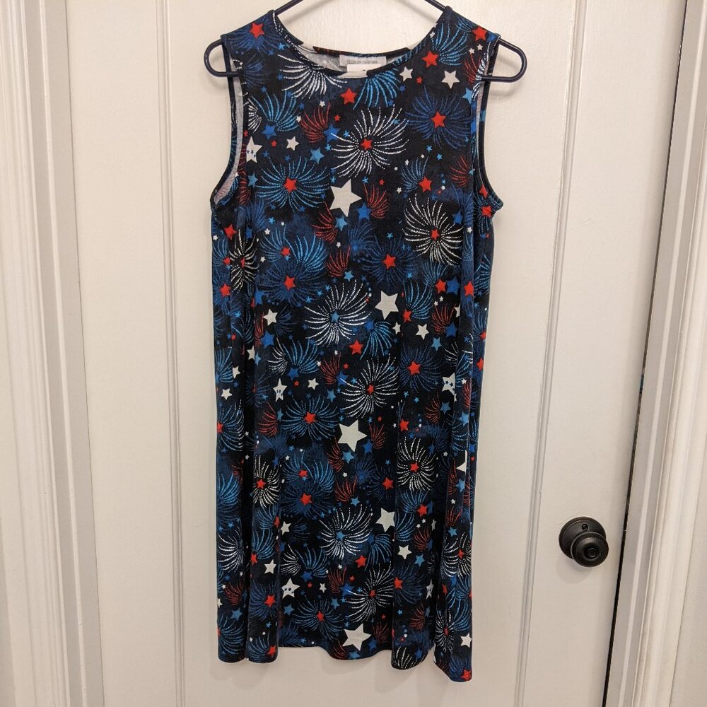 Celebrate Together Womens Patriotic Tank Dress Small Stretch Sleeveless NWT